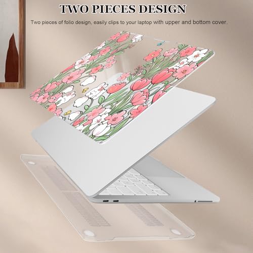 Compatible with MacBook Neo 13 inch Case 2026 Release A3404 Cover, Ultra-Thin Pattern Plastic Hard Shell Case Keyboard Cover Screen Protector Dust Plug, Flowers & Cute Rabbits - color: Flowers & Cute Rabbits