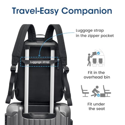 G4Free Small Backpack for Women, lightweight Daypacks for Travel School | Water-resistant Nylon backpack, fits 13.3" laptop, Multi-pockets, Trolley strap, Comfy padded straps - color: Black