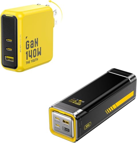 AOHI 240W Laptop Power Bank 27600mAh Portable Fast Charger (99.3wh) +Youth 140W GaN+ USB C Charger 100W Laptop Fast Charger PD3.1 PPS 3-Port USB C Wall Charger