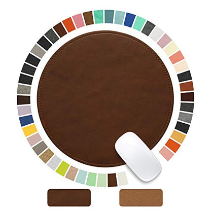 PU Leather Mouse Pad with Stitched Edge, Micro-Fiber Base, Non-Slip Waterproof for Computers, Laptop - Round 9 x 9 Inch (Dark Caramel Brown) - color: Dark Caramel Brown, size: 9L x 9W inches