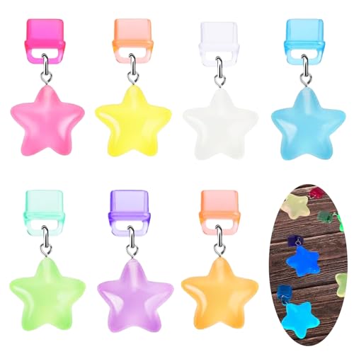 7pcs Dust Plug Charms for Night Glow Stars USB C Type Cute Port Covers for Electronic Readers Smartphones and Laptops Compat