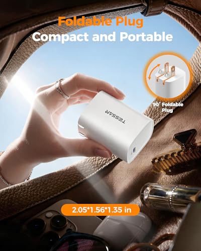 TESSAN USB C Charger Block PD 65W, Fast Charging Block. | Compact Foldable Adapter Compatible with iPhone, Android, iPad, Laptops and Type-C Devices, and More.