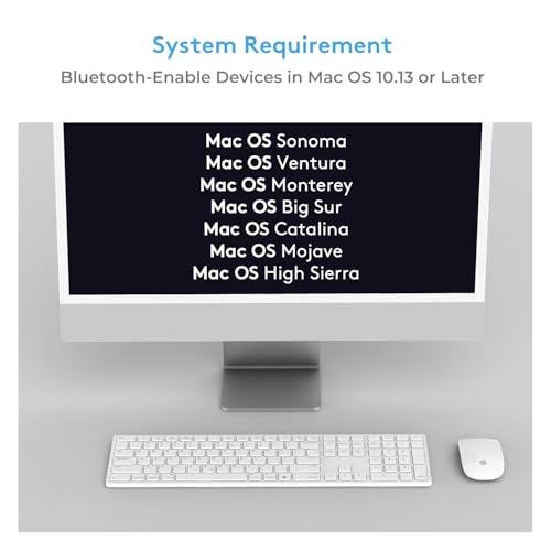 Wireless Bluetooth Keyboard with Numeric Keypad for Apple Mac OS | Rechargeable design. Fully compatible with iMac, Mac Mini/Pro, MacBook Air/Pro, iPad.