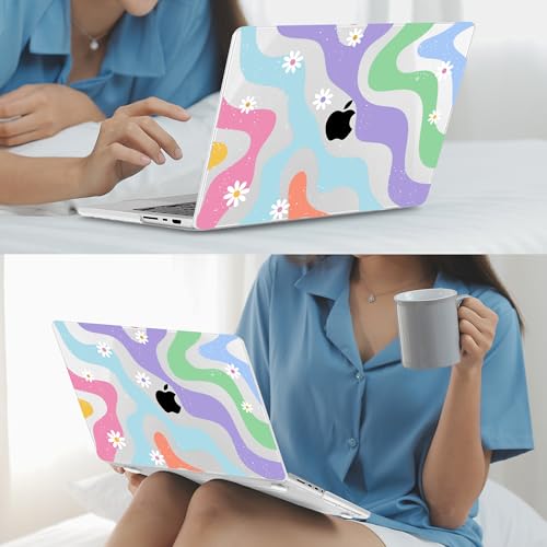 Mektron Case for M5 MacBook Pro 14 inch 2026 Model A3427 A3426 Fit 2025-2021 Model A3434 A3112 M4 A3112 A3401 A3185 M3 A2918 A2992 M2 A2779 M1 A2442 Cover, Colorful Wave - color: Colorful Wave
