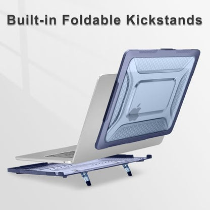 MOSISO Compatible with MacBook Air 15 inch Case M5 M4 M3 M2, Navy Blue | 2 in 1 Kit Honeycomb Shockproof Heavy Duty TPU Bumper Hard Case with Fold Kickstand for A3241 A3114 A2941 2026-2023 - color: Navy Blue