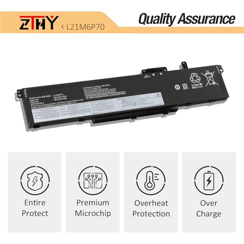 L21L6P70 L21M6P70 Laptop Battery Replacement for Lenovo ThinkPad P16 Gen 1 | ThinkPad P16 Gen 2 (Type 21FA, 21FB) Series L21C6P70 L21D6P70 SB10W51995 SB10W51994 11.52V 94Wh 6-Cell