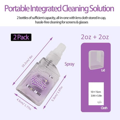 Phone Touch Screen Cleaner Mist Spray and Wipe, Hatstart Pristine Eyeglass Cleaning Kit for TV Laptop Computer Tablet PC LCD Flat Screens Car Display, Compatible with iPhone iPad MacBook Pro, Purple - color: Purple