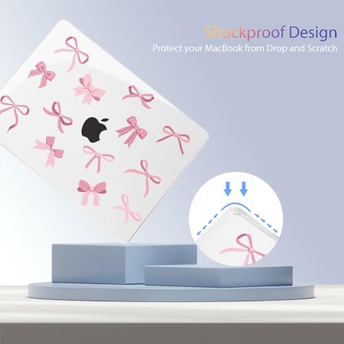 Teryeefi Case for MacBook Air 13 inch M1 A2337 A2179 A1932 2018 2021 2020 2019 2018 Release, Plastic Hard Shell Case & Keyboard Cover & Screen Protector, Cute Pink Bows - color: Cute Pink Bows