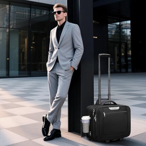 Ytonet Rolling Laptop Bag, 17.3 Inch Rolling Briefcase for Women Men, Water Resistant Computer Bag with Wheels for Work Travel College Business Overnight Teacher