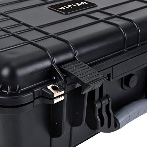 MEIJIA All Weather Rolling Waterproof Protective Case, Hard Camera Case,Dry Case with Retractable Pull Handle and Wheels,Foam Inserted, Elegant Black,22 x13.81x9inches - color: Black