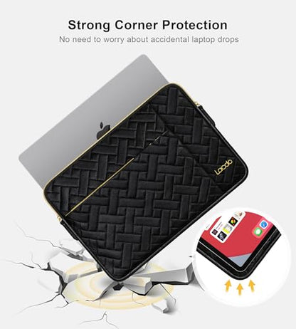 Lacdo 13 Inch Laptop Sleeve Case for 13 inch MacBook Air M5 A3449 (2026), M4 A3240 2025, M3 A3113, M2 A2681, M1 A2337 A2179 A1932 | 13 inch MacBook Neo A18 Pro A3404 (2026) Computer Bag, Elegant Black - color: Elegant Black, size: New MacBook Air/Neo/Pro