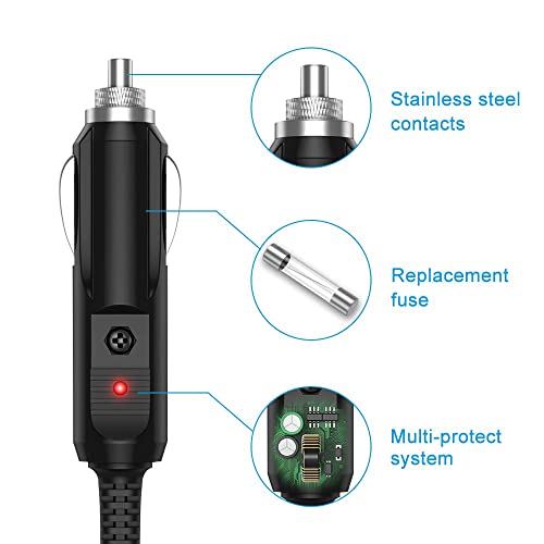 12V DC Car Charger for Portable DVD Player DBPOWER Sylvania RCA | Car Cigarette Lighter Power Cord 6.6FT for Snailax Seat Cushion, Spectra S1 S2 Breast Pump