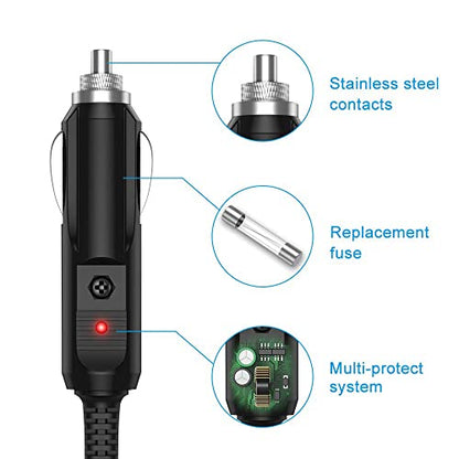 12V DC Car Charger for Portable DVD Player DBPOWER Sylvania RCA | Car Cigarette Lighter Power Cord 6.6FT for Snailax Seat Cushion, Spectra S1 S2 Breast Pump
