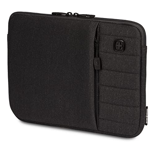 SwissGear Padded Zippered Laptop Sleeve, Micro-Twill Laptop Case with Zippered Front Compartment & Fleece Lining - color: Charcoal Heather, size: 13-Inch