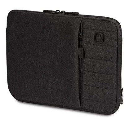 SwissGear Padded Zippered Laptop Sleeve, Micro-Twill Laptop Case with Zippered Front Compartment & Fleece Lining - color: Charcoal Heather, size: 13-Inch