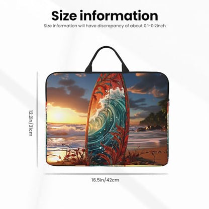 14 inch Laptop Sleeve with Handle Shockproof Laptop Bag Waterproof Computer Cover Bag Colorful Surfboard Briefcase
