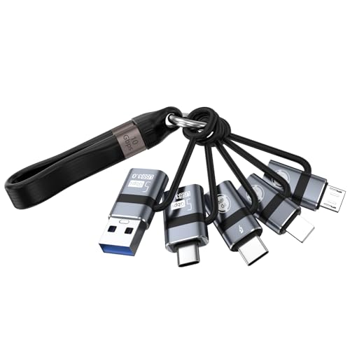 USB A to USB C 3.0 OTG Adapter, USB C to Micro Converter, IP to Type-C Converter, and Type-C to USB A OTG 3.0 Adapter (6 Pieces), Supporting Fast Charging and Data Transfer - color: grey-6in1