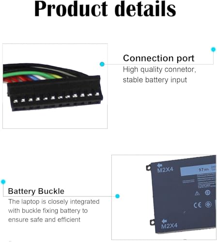 97Wh 6GTPY 6-Cell Li-ion Laptop Battery Compatible with Dell XPS 15 9550 | 9560 9570 7590, Precision 5510 5520 5530 5540, Vostro 7500, Compatible with 4GVGH GPM03 1P6KD 5XJ28 11.4V