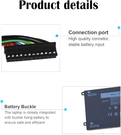 97Wh 6GTPY 6-Cell Li-ion Laptop Battery Compatible with Dell XPS 15 9550 | 9560 9570 7590, Precision 5510 5520 5530 5540, Vostro 7500, Compatible with 4GVGH GPM03 1P6KD 5XJ28 11.4V