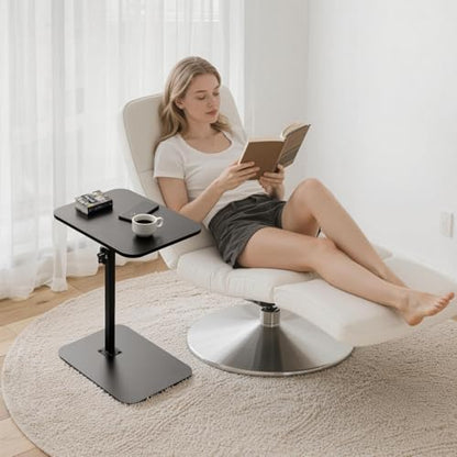 ZEAPTAC Portable TV Tray Table, End Table Adjustable Height 360° Swivel, Side Table for Couch, Sofa, Bed, Chair, Living Room - Black - color: Black