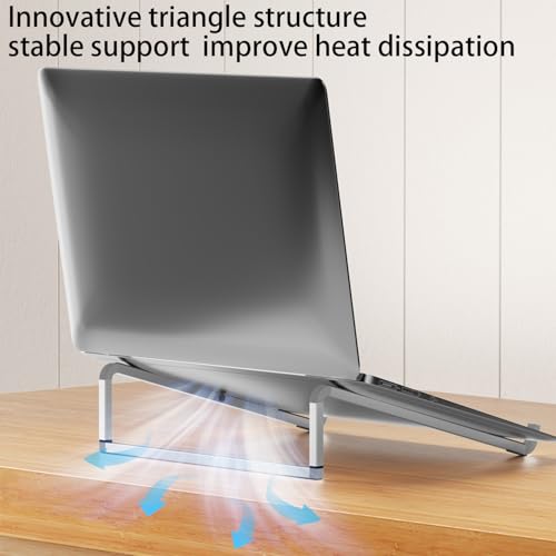 Laptop Stand Foldable Metal Aluminum Computer Triangle Stand Suitable for MacBook Laptop Support Base,Silver - color: Silver