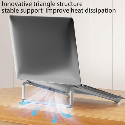 Laptop Stand Foldable Metal Aluminum Computer Triangle Stand Suitable for MacBook Laptop Support Base,Silver - color: Silver
