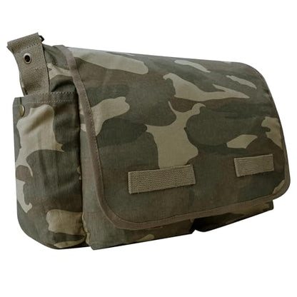 Rothco Classic Canvas Messenger Bag | Durable Canvas Shoulder Bag, Crossbody Designed For EDC, Travel, Commuting, Organized Storage And Dependable Carry - color: Woodland Camo