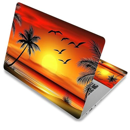 Laptop Skin Sticker Decal Cover,Sunset with Palm Trees | DIGTIALL Universal Laptop Skin Sticker, Waterproof Removable Notebook Decal Protector Cover for 12 13 14 15 Inch Laptops - color: Sunset With Palm Trees