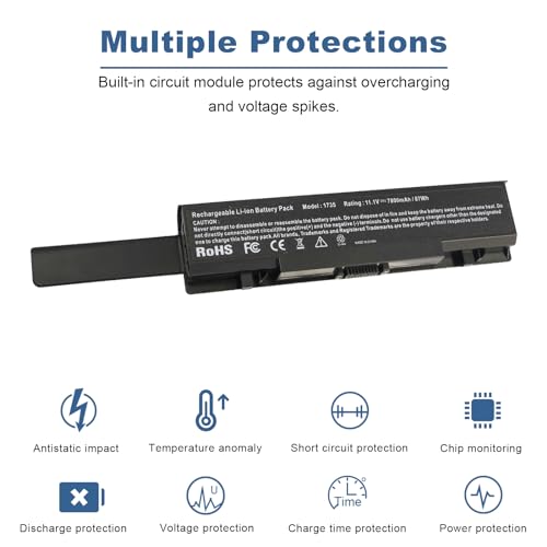 TREE.NB New 9 Cell 7800mAh Laptop Battery for Dell Studio 1735 1736 1737 KM973 RM791 US - size: Black