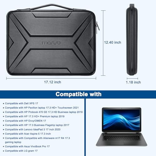 MOSISO Laptop Case 17.3 inch, 17-17.3 inch Laptop Sleeve, Black | Compatible with Dell, HP, Lenovo, Asus, Acer, Alienware, Artistic Geometric EVA Carrying Case Hard Shell with Handle - color: Black, size: 17.3 inch