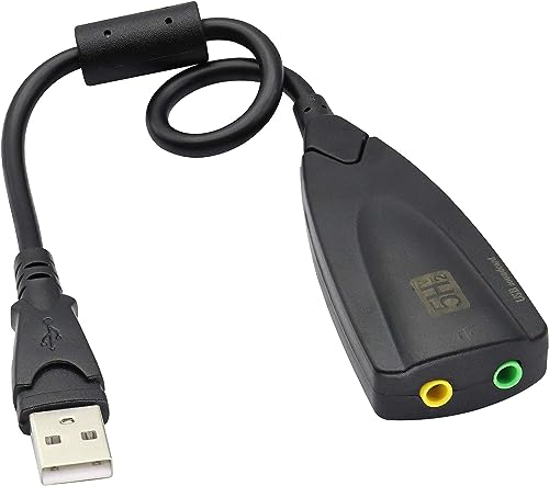 USB External Stereo Sound Adapter 5hv2 Multi-Function USB 2.0 External 3D Virtual 7.1 Channel Sound Card Adapter with 3.mm Headphone Mic Jack for Mac Win 7 PC Laptop Desktop - color: cable