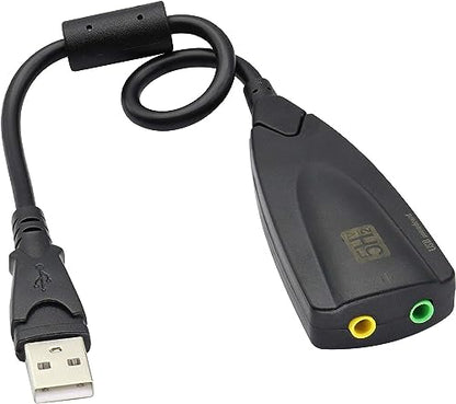 USB External Stereo Sound Adapter 5hv2 Multi-Function USB 2.0 External 3D Virtual 7.1 Channel Sound Card Adapter with 3.mm Headphone Mic Jack for Mac Win 7 PC Laptop Desktop - color: cable