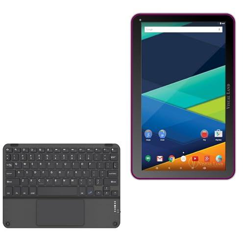 BoxWave Keyboard Compatible with Visual Land Prestige Elite 10QI - SlimKeys Bluetooth Keyboard with Trackpad, Portable Slim TouchPad - Jet Black