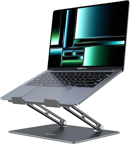 JCZT Aluminum Laptop Stand, Laptop Stand for Desk, Adjustable Height Ergonomic Computer Stands Compatible with MacBook Air, Pro, Dell, HP, Lenovo More, All 10-16'' Notebooks Laptops, Classic Grey - color: Classic Grey