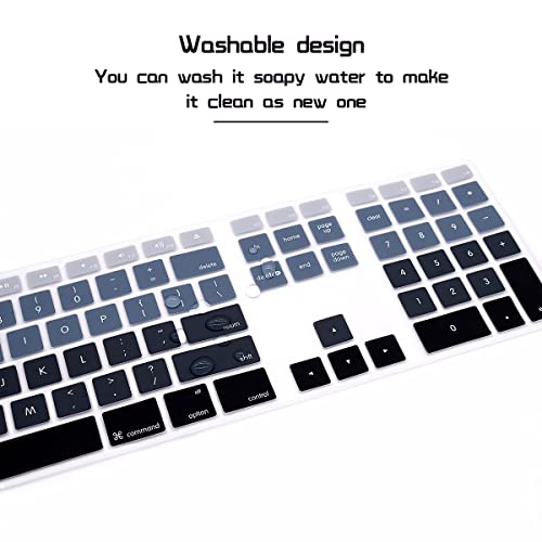 HRH Ombre Grey Silicone Keyboard Skin Cover for iMac Wired USB Full Size Keyboard with Numeric Keypad A1243(G6 MB110LL/B and MB110LL/A) - color: Ombre Gray