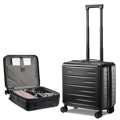 CENSIEN Expandable 16 Inch Carry On Luggage Airline Approved Small Suitcase | Lightweight ABS+PC Hard Shell Suitcases,360° Spinner Wheels,TSA Lock,YKK Zipper,Business Weekender Short Trips,Black - color: Black, size: 16 Inch EXT