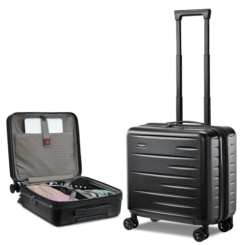 CENSIEN Expandable 16 Inch Carry On Luggage Airline Approved Small Suitcase | Lightweight ABS+PC Hard Shell Suitcases,360° Spinner Wheels,TSA Lock,YKK Zipper,Business Weekender Short Trips,Black - color: Black, size: 16 Inch EXT