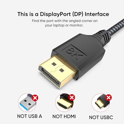 DisplayPort to VGA Cable 6ft, Display Port DP to VGA 1080P@60Hz Adapter Converter Male to Male Braided Cord for Desktop Laptop Graphics Card to Monitor - style: 6 Feet