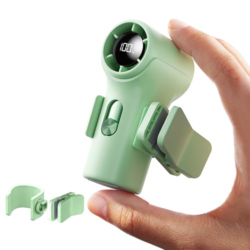 Mini Portable Clip on Fan,100 Speeds 18000 RPM High Velocity Personal Fans with LED Display,USB Rechargeable Small Handheld Fan with Lanyard for Travel,Indoor,Outdoor (Green) - color: Green