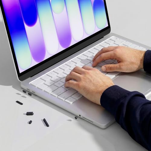 ProElife 7 Pcs Anti Dust Dirt Plug Cups Set for MacBook Neo, Black | Durable & Reusable Silicone Laptop Accessories, Custom Fit Design, Easy to Clean Non-Slip Stuff for Macbook USB-C & Headphone - color: Black