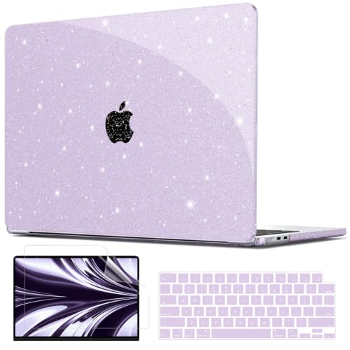 AKIT Compatible with MacBook Air 13 inch Case Glitter 2026 2025-2022 M5 M4 M3 M2 Model A3449 A3240 A3113 A2681, Laptop Hard Shell for Mac Air 13.6 + Keyboard & Screen Cover, Sparkly Lavender Purple - color: Glitter Purple