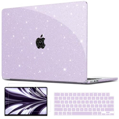 AKIT Compatible with MacBook Air 13 inch Case Glitter 2026 2025-2022 M5 M4 M3 M2 Model A3449 A3240 A3113 A2681, Laptop Hard Shell for Mac Air 13.6 + Keyboard & Screen Cover, Sparkly Lavender Purple - color: Glitter Purple