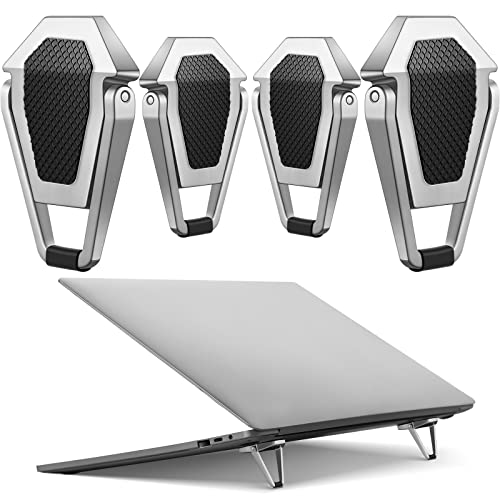 Konohan 4 Pieces Portable Keyboard Laptop Stand Mini Aluminum Keyboard Riser Foldable Cooling Laptop Kickstand Adjustable Lightweight Lifter for Desk Computer Laptops Notebooks 12-17 Inch(Silver) - color: Silver