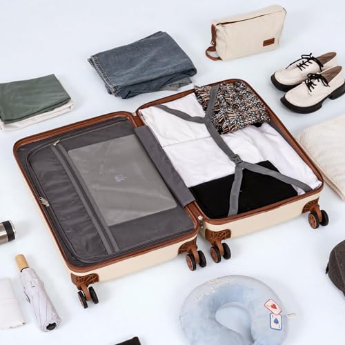 Cosbarn Carry On Luggage,3 Piece Suitcase Set,22x14x9 Airline Approved | Lightweight ABS Hardside Luggage, TSA-Approved Lock,Suitcases with 360° Spinner Wheels,20Inch,Matching Backpack,For Men&Women - color: Black, style: Carry on Luggage With Backpack