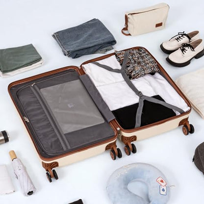 Cosbarn Carry On Luggage,3 Piece Suitcase Set,22x14x9 Airline Approved | Lightweight ABS Hardside Luggage, TSA-Approved Lock,Suitcases with 360° Spinner Wheels,20Inch,Matching Backpack,For Men&Women - color: Black, style: Carry on Luggage With Backpack