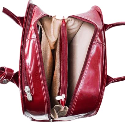 McKlein UPTOWN, Top Grain Cowhide Leather, 15" Leather Vertical Wheeled Ladies' Laptop/Computer & Tablet Business Briefcase Bag/Women's Rolling Overnight Travel Bag, Removable trolley case