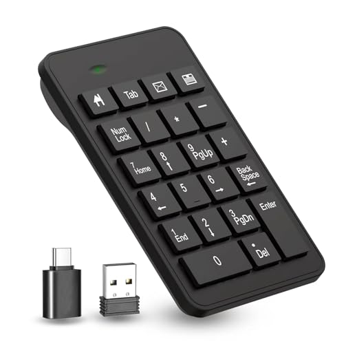 Wireless USB & Typec Number Pad, Enhanced Efficiency 23 Keys Numeric Keypad Upgraded Version of 10 Key USB Keyboard Financial Accounting Numpad for Laptop, PC, Notebook, Desktop,Surface Pro - style: Wireless-USB+Typec