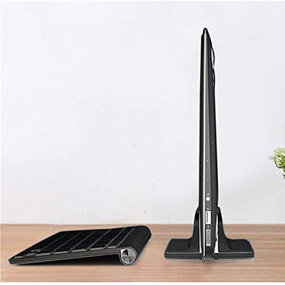 Vertical Laptop Stand for Desk [Adjustable] Sturdy Aluminum Dock Fits All Laptops (up to 20.3 inches) Space Saving, Modern Compact Holder, Compatible with MacBook Pro/Air, Surface, HP, Dell (Black) - color: Black
