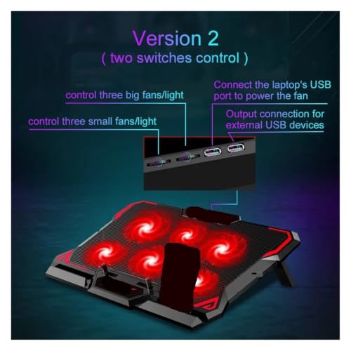 17inch Gaming Laptop Cooler Six Fan Led Screen Two USB Port 2600RPM Laptop Cooling Pad Notebook Stand for Laptop(B) - color: B