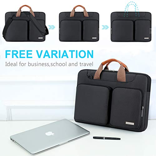 Lacdo 360° Protective Laptop Shoulder Bag for 15 inch MacBook Air M5/A3448 (2026), M4 A3241 2025, M3 A3114, M2 A2941 2024-2023, 15 inch MacBook Pro A1990 A1707, Dell XPS 15 Computer Case Bag, Black - color: Black, size: 15 Inch New MacBook Air